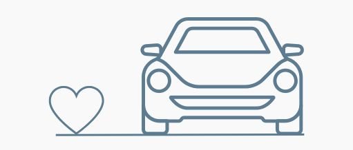 Ilustração de carro com coração ao lado